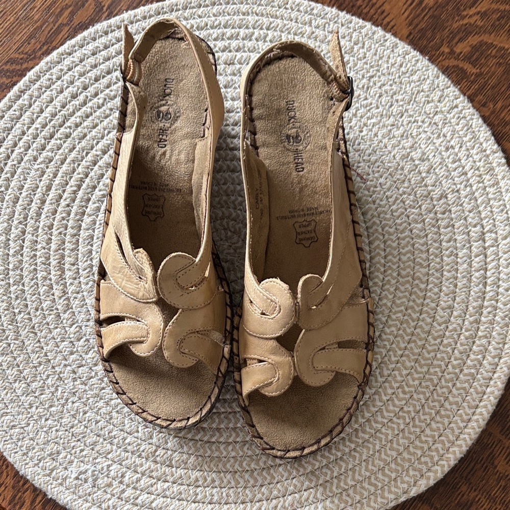 Duck Head (Carly)Beige Leather Slingback Sandals